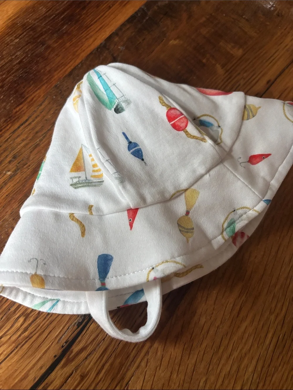Baby Club Chic White Nautical Print Sun Hat size 3-6 month